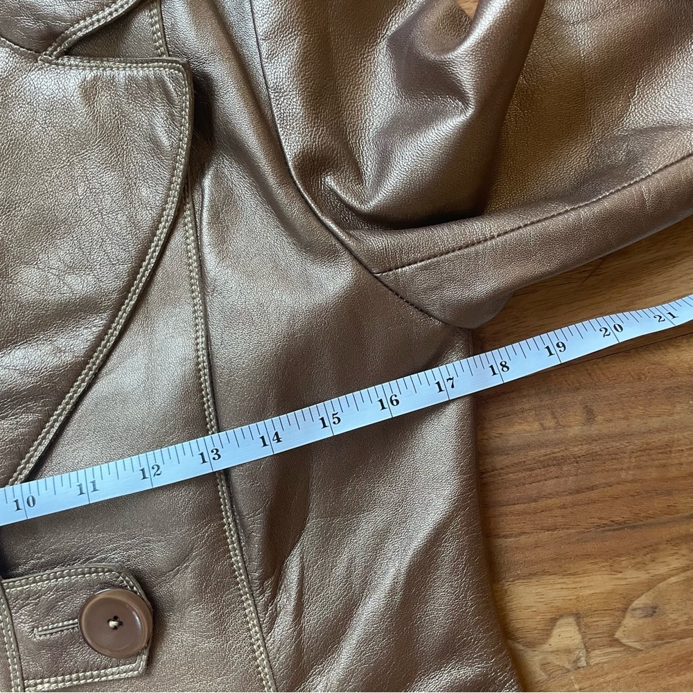 Metallic Bronze Leather Blazer Jacket - Women's - Picture 8 of 11